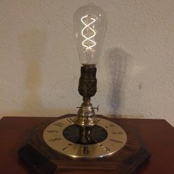 One-of-a-kind Handmade Upcycled Vintage Atomic Style Clock Steampunk Art Lamp/Light.