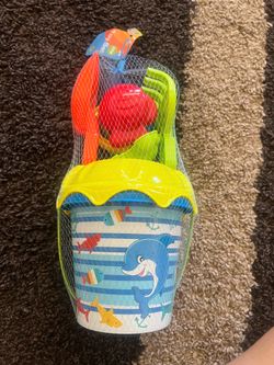 Kids pail with toys