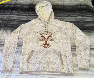  Yellowstone Dutton Ranch Hoodie Size S. Off White Brown Lightweight 