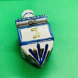 Pretty Vintage Hand Painted Porcelain Dreidel 