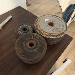 Vintage Cast Iron Weight Plates - York & Sports Authority - Rusty/Used (Various Sizes) - Great for Home Gym or Restoration
