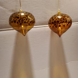 Christmas ornaments Blown Glass Indent jaguar 3" Set Of 2