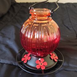 Glass Hummingbird Feeder – Red Vintage Style 🐦🌸