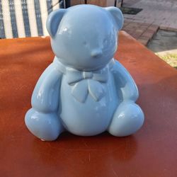 Child To Cherish Teddy Bear Money Bank Blue