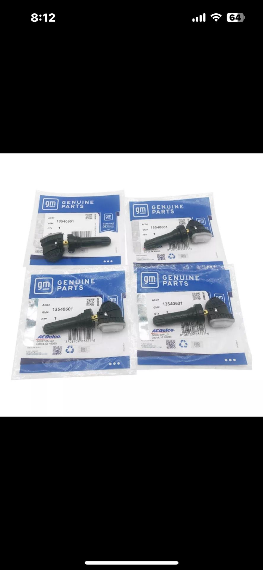 AC Delco #1(contact info removed) Tire Pressure Sensors