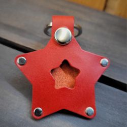 Red Leather Keychain 