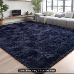 Navy Blue Luxurious Fluffy Large Shag Rug  Ultra Soft, Plush, Fuzzy, Durable 5x8ft new