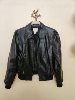 Nine West Feaux Leather Moto Jacket Black Size XS