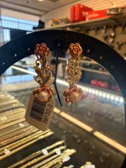 14KT Tri-Color Rose Earrings 39132-3