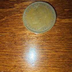 King George VI British Half Penny Coin 1938