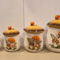 Merry Mushroom Four Piece Canister Set