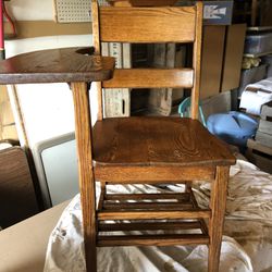 Antique Oak School Desk Chair 