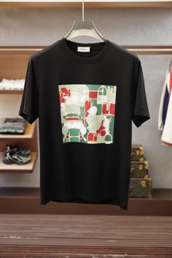 Gucci Scarf Print Graphic Tee | Black Cotton T-Shirt (Equestrian Horsebit)
