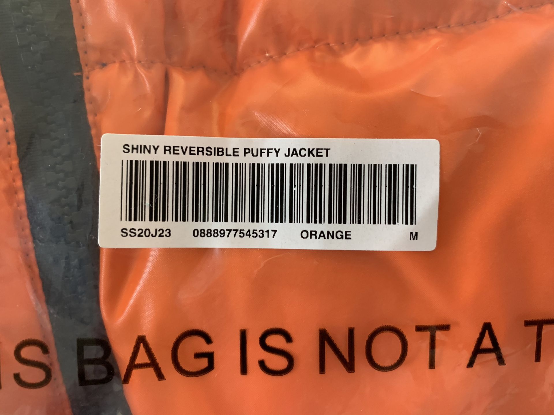 SS20 SUPREME Shiny reversible puffy jacket Orange size M