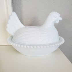 Hen On Nest Glass Candy Dish