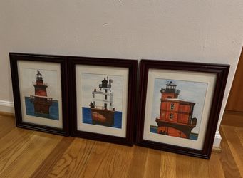 Set of Three Chesapeake Bay Lighthouse Framed Art Prints