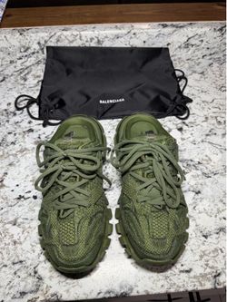 Balenciaga Mesh Rubber Track Sneaker Mules Kaki Green Sz 41/US 8