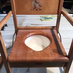 Oak Hill Folding vintage potty chair