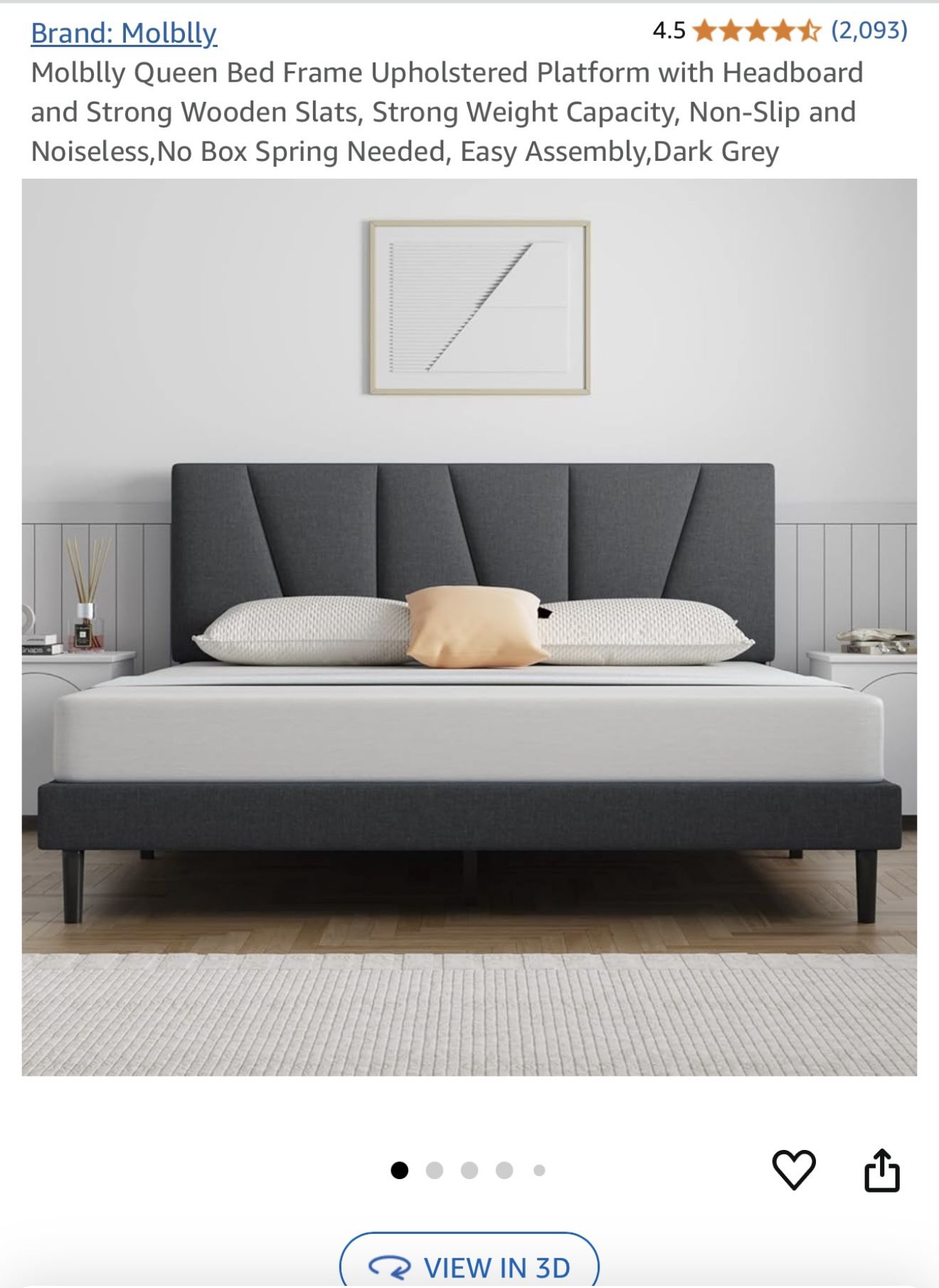 Queen Bed Frame + 10 Inch Gel Memory Foam Mattress