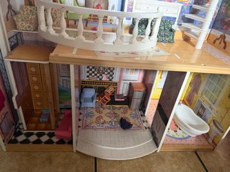 Large Wooden Dollhouse with Furniture