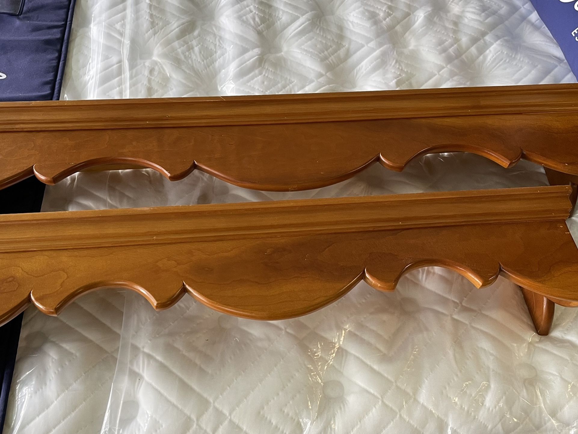 PAIR OF WOODEN SHELVES/MANTLES