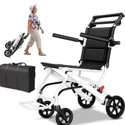 New In Original Box - Only 15-lb Super Lightweight Transport Wheelchair, Travel W/ Ease, Locking Hand Brake