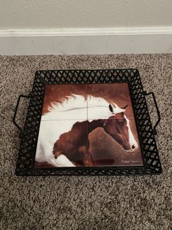 RARE Bella's Run TILE TRAY Robert Dawson WESTERN HORSES