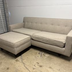 Beige Couch/ Sofa w/ Movable Ottoman - FREE DELIVERY - Room & Board