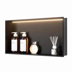 LED Shower Niche 24x12 Matte Black Stainless Steel Shelf