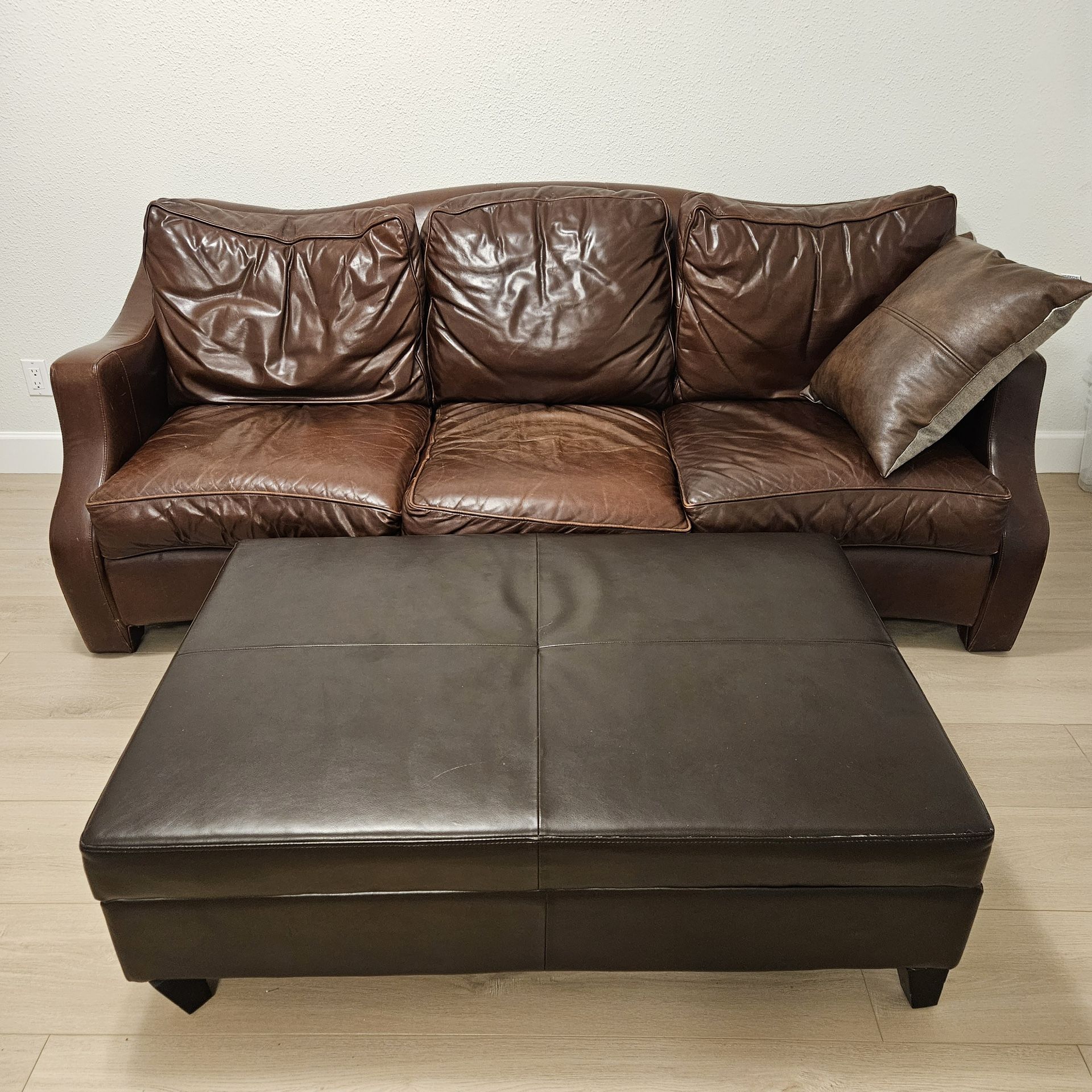 Thomasville Traditional Brown Leather Sofa Set – Made in USA – Excellent Condition