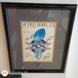 Framed 1986 Super Bowl XX Autographed Chicago Bears Wall Hanging