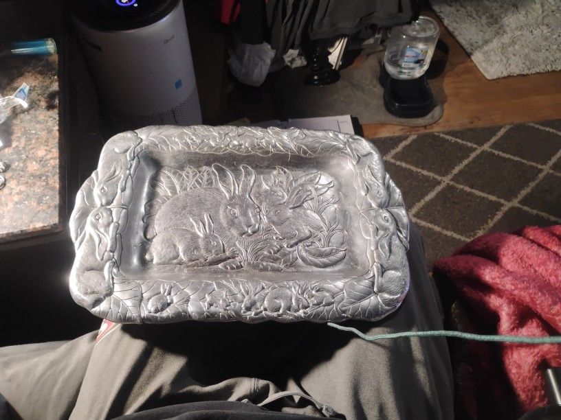 Vintage 1990 Arthur Court Silver Bunny Tray
