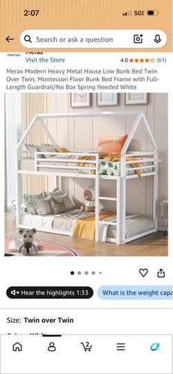 Metal house bunk bed.