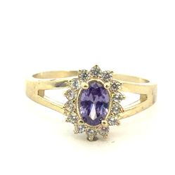Woman’s Ladies 10k Yellow Gold Purple CZ Cubic Zirconia Halo Design Ring Size 7 GP3130320