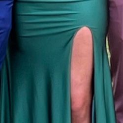 Emerald Forest Green Prom Dress- Long Mermaid Tie Back - Medium