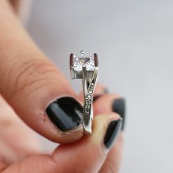 "Twisted Dainty Pure Princess Cut Gemstone CZ Rings for Women, VP1555