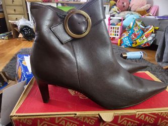 Brown Leather Pointed-Toe Ankle Boot