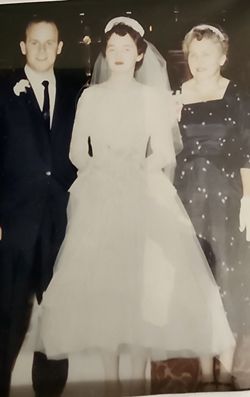 1957 by Arden of Campus Bridal Vintage Lace Wedding Dress And Veil