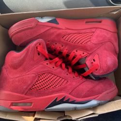 Jordan Retro 5 Red Suede Mens Size 11.5