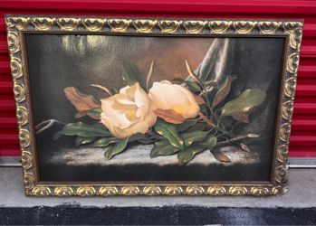 Vintage 1990s Bombay Company Magnolia Textured Canvas Print