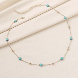 NEW!! Boho Gold & Turquoise Beaded Necklace – Adjustable 16”–22”