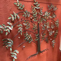 Mid Century Brutalist 1977 Curtis Jere Tree of Life  Metal copper wall Art SIGNED