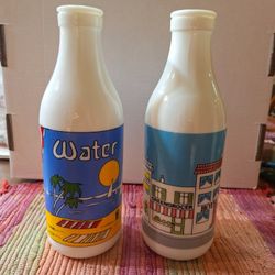Carlton Glass Milk/Water Bottles Scenes Set Of 2

