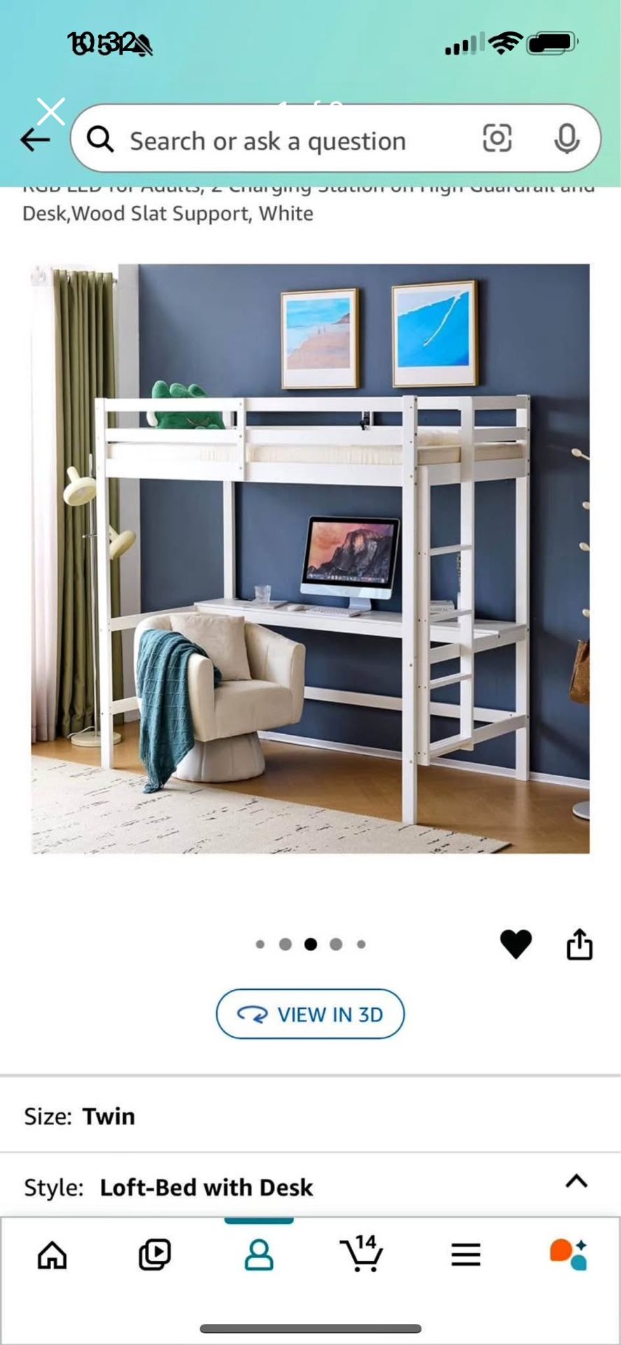 Vingli Loft Bed with Desk (Twin - white)