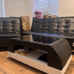 MUST GOLeather Sofas And Chair + Table 