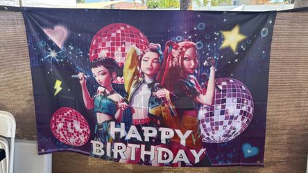 Happy Birthday Party K-pop Backdrop Banner