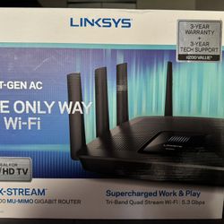 Linksys WiFi Tri-Band, 3,000 Sq. ft Coverage, 25+ Devices, Speeds up to (AC5400) 5.4Gbps - EA9500