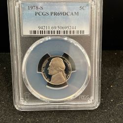 1978 S Gem Proof Jefferson Nickel Graded At PR69 With A Deep Cameo E-15