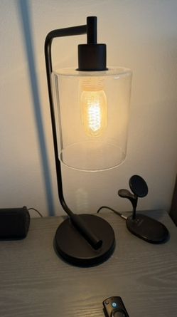 Matching Black and Glass Table Lamps - Each