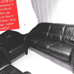 300$ For All 3 PC Black Leather Livingroom Set